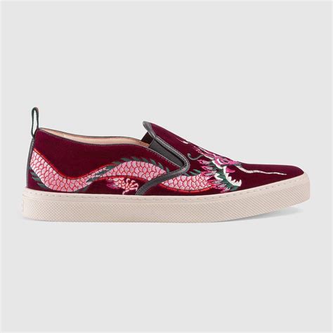 gucci dublin embroidered dragon skate sneaker bordeaux|gucci ace silver dragon.